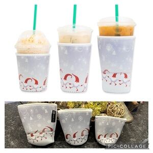 New! 3pk Baxendale Neoprene Coffee Cup Sleeves for Cold & Hot Drinks Gnome Elves